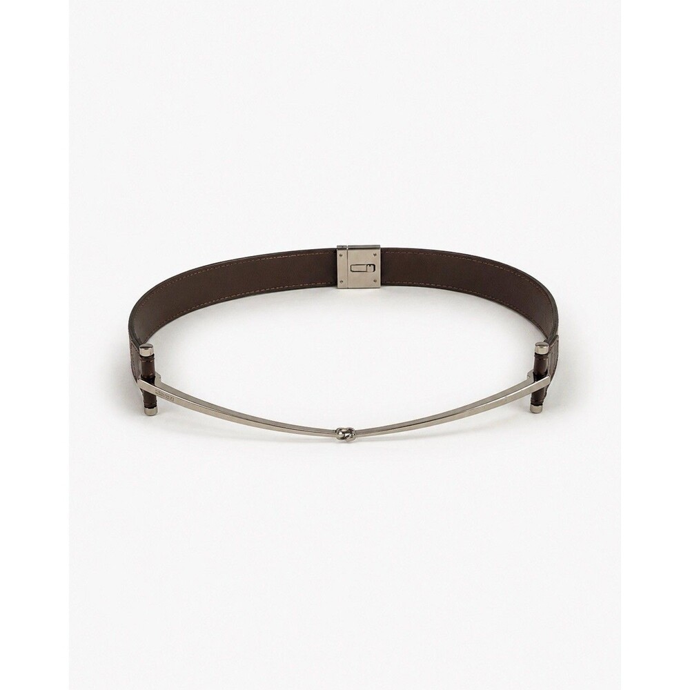 Gucci Tom Ford Era Slim Horsebit Belt Brown Leather Silver Hardware Size 80/32